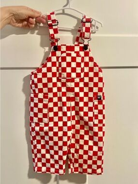 Kids Red & White Checkerboard Overalls - Corduroy Pinafore